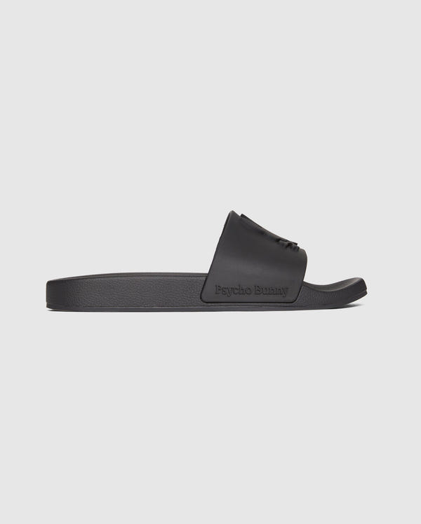 side view of bunny logo slide in black