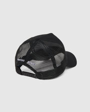 Psycho Bunny MENS BUNNY PATCH TRUCKER HAT - B6A965Y1HT with a mesh back and "PSYCHO BUNNY" patch logo on the side, photographed on a white background.