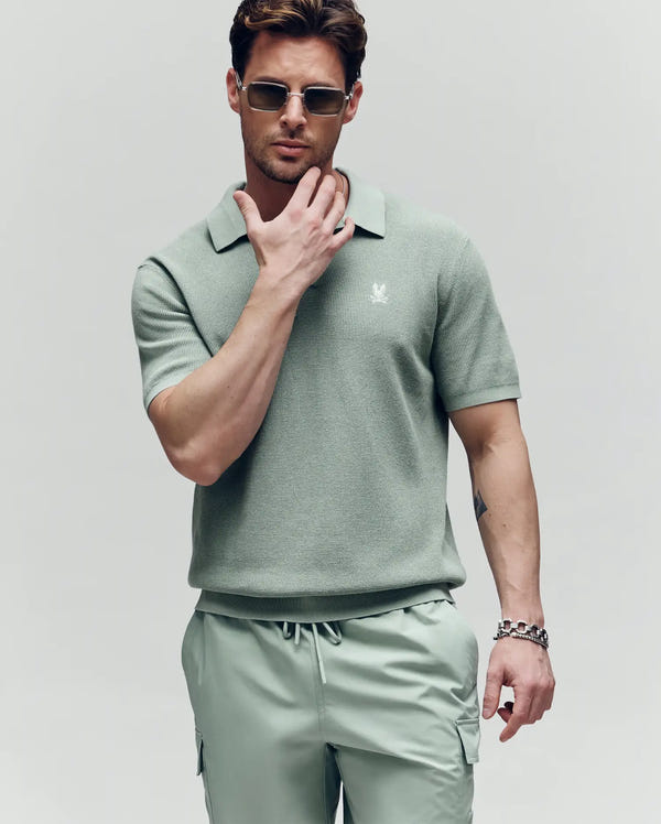 MENS LEETON JOHNNY COLLAR KNIT POLO - B6E562F200