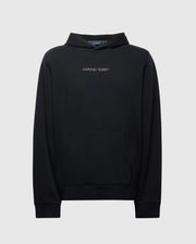 The MENS NORA CLASSIC FRENCH TERRY HOODIE - B6H434F200 by Psycho Bunny features a sleek design with "Psycho Bunny" embroidery on the chest, a front kangaroo pocket, and ribbed cuffs. The black hoodie stands out against a plain white background.