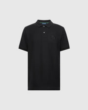 The Psycho Bunny MENS NICHOLSON RIB COLLAR PIQUE POLO - B6K401F200 is crafted from soft Pima cotton and features a small embroidered logo on the chest, short sleeves, and a traditional collar with a two-button placket. Its simple elegance is highlighted against a light grey background.