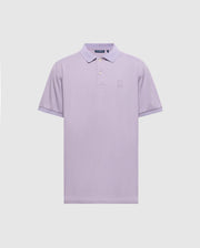 Experience style and comfort with the Psycho Bunny MENS JAMES PIQUE POLO. Crafted from durable Pima cotton in lavender, it features a slim fit, short sleeves, a two-button collar, and an embroidered bunny logo on the left chest.