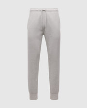 The MENS VAL WAFFLE LOUNGE PANT by Psycho Bunny, SKU B6P673E200, are showcased against a plain white background. These gray pants for men come with a drawstring waistband and elastic cuffs, made from soft pima cotton that offers a relaxed fit, perfect for casual or athletic wear.