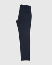 A single navy blue men's Psycho Bunny GABLE REGULAR FIT SPORT PANT - B6P760ARCN is displayed against a plain white background, showing the front view with a visible button and pockets.