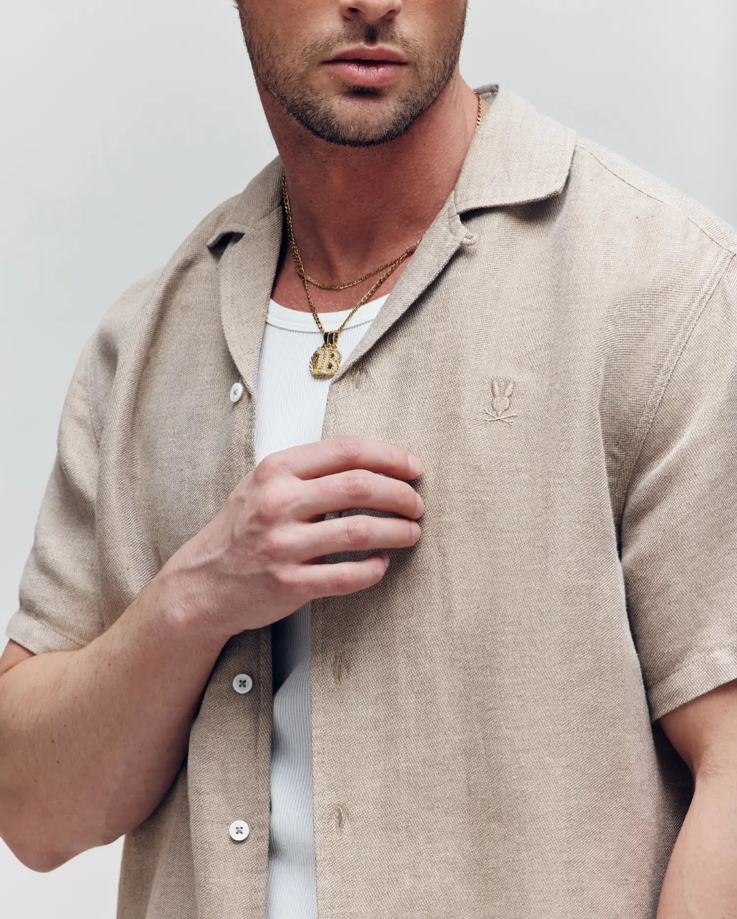 MENS WINDCREST LINEN BLEND SHORT SLEEVE SHIRT - B6Q148C200