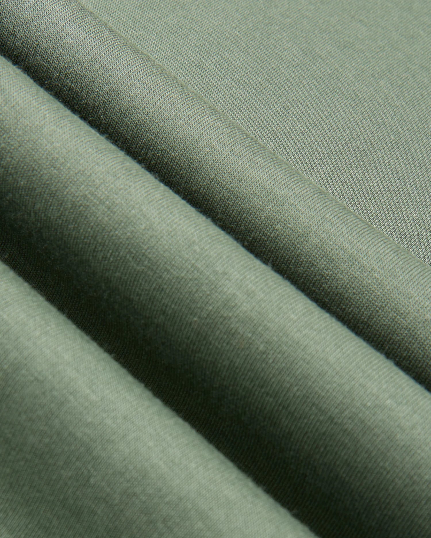 Close-up of the Psycho Bunny MENS TACOMA SWEATSHIRT - B6S927D200 in green fabric, showcasing its soft texture and gentle folds. The lightweight material appears smooth and has a subtle sheen, indicating a fine weave.