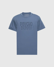 MENS MONARC WORDMARK GRAPHIC TEE - B6U210E200 in blue, featuring "Psycho Bunny" in large, stylized letters on the front. This tee offers a comfortable crew neckline and short sleeves.