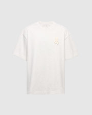 The Psycho Bunny MENS ELDORADO HEAVY WEIGHT RELAXED FIT TEE - B6U215E200 is a gray short-sleeve shirt made from premium Peruvian Pima cotton, offering a relaxed fit and featuring an understated embroidered design near the left shoulder on a plain background.