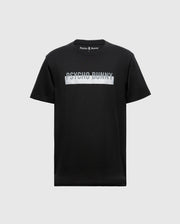 The MENS BROOKPORT GRAPHIC TEE - B6U362E200 by Psycho Bunny is a men's black T-shirt made from premium Pima cotton, showcasing the distinctive "Psycho Bunny" logo across the chest in light lettering. It is set against a plain gray backdrop.