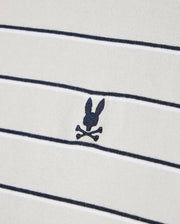 Logo patch detail of the mens pima cotton alton stripe heavy weight tee