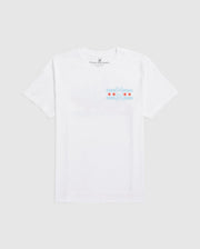 Check out the Psycho Bunny MENS CHICAGO CITY TEE - B6U551W1PC. This white T-shirt is crafted from luxurious Pima cotton jersey and features a subtle bunny logo graphic along with four red stars positioned across a light blue stripe on the chest.
