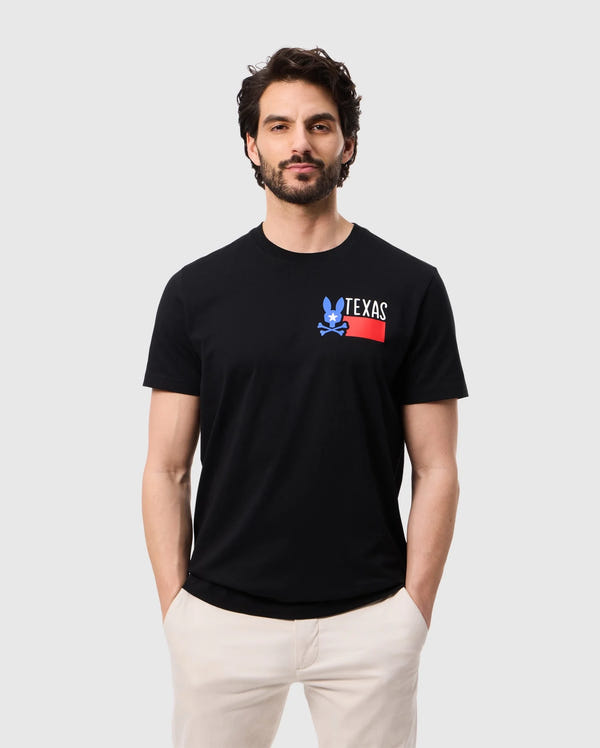 Male model wearing men's pima cotton texas city tee