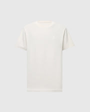The MENS TAYLOR PIQUE TEE by Psycho Bunny is a plain white, regular fit shirt, made from lightweight Pima cotton with a round neckline and short sleeves. It displays a small, subtle embroidered chest bunny logo on the upper chest and is set against a light gray background.