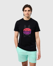 Front view of male model wearing the pima cotton preston graphic tee in black