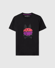 flat front view of the pima cotton preston graphic tee in black