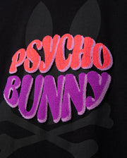 front graphic detail of the pima cotton preston graphic tee in black