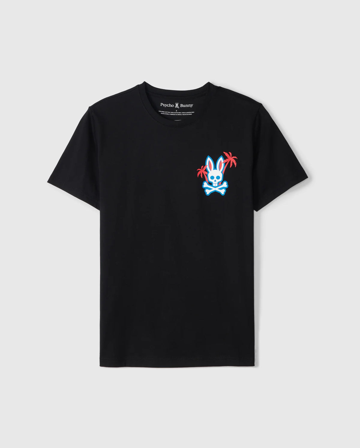 flat front view of pima cotton los angeles city tee in black