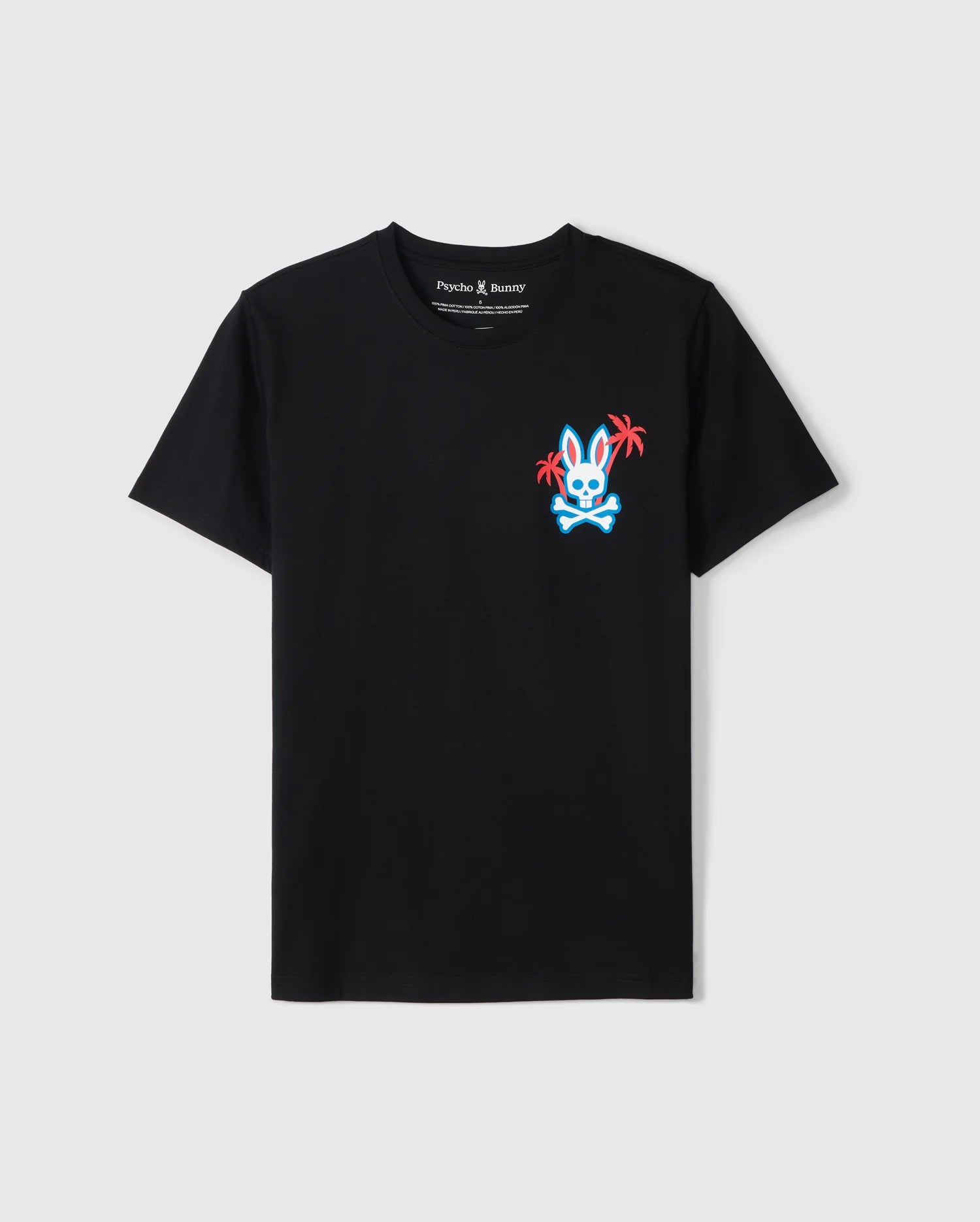 flat front view of pima cotton los angeles city tee in black