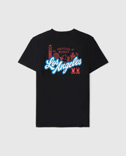 Flat back view of the pima cotton los angeles city tee