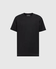 The Psycho Bunny MENS JAMES PREMIUM CREW NECK TEE (B6U952D200) is a plain black Pima cotton T-shirt with a refined logo embroidered on the left chest, set against a light gray background.