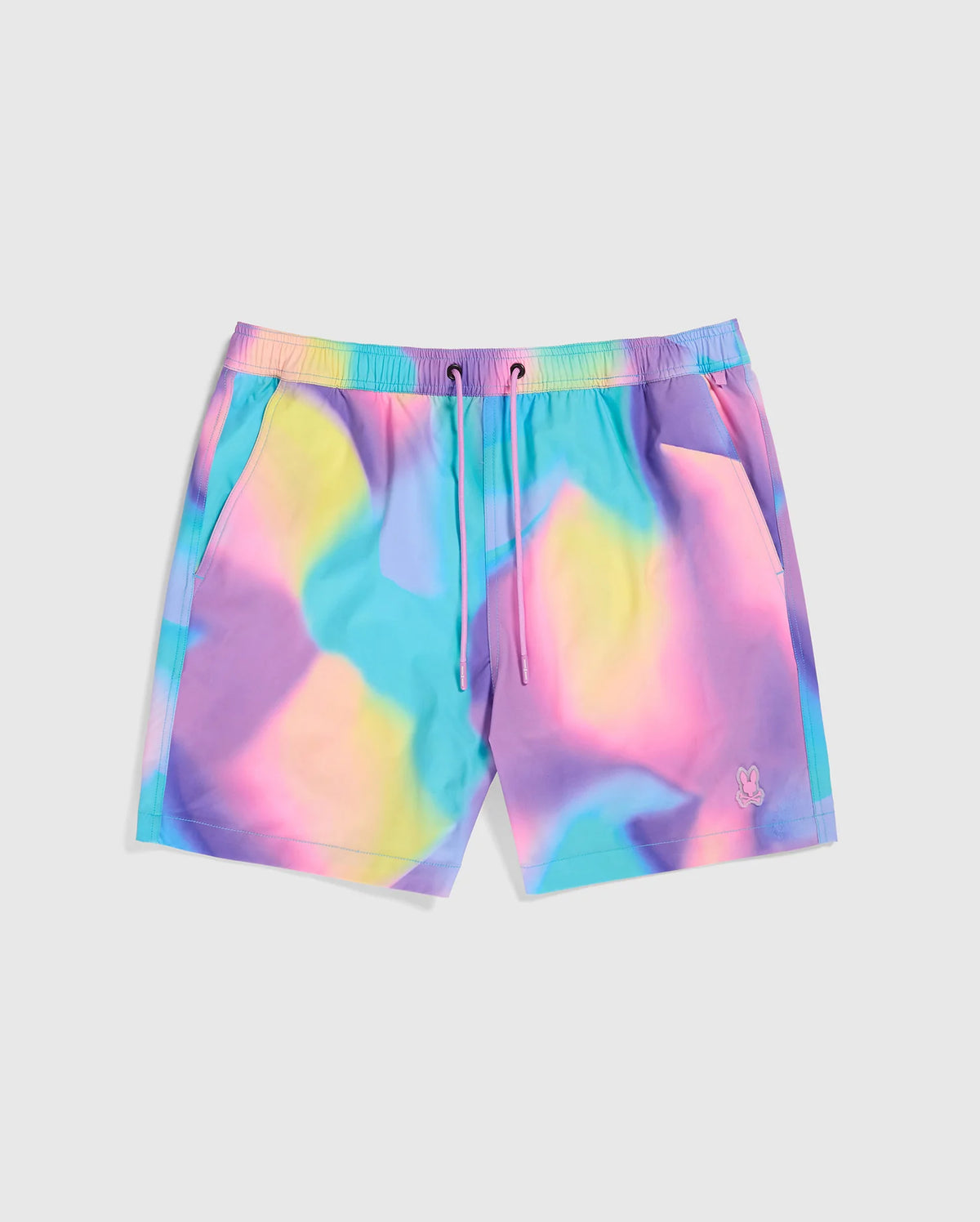 flat front view of the men's tyler print swim trunk