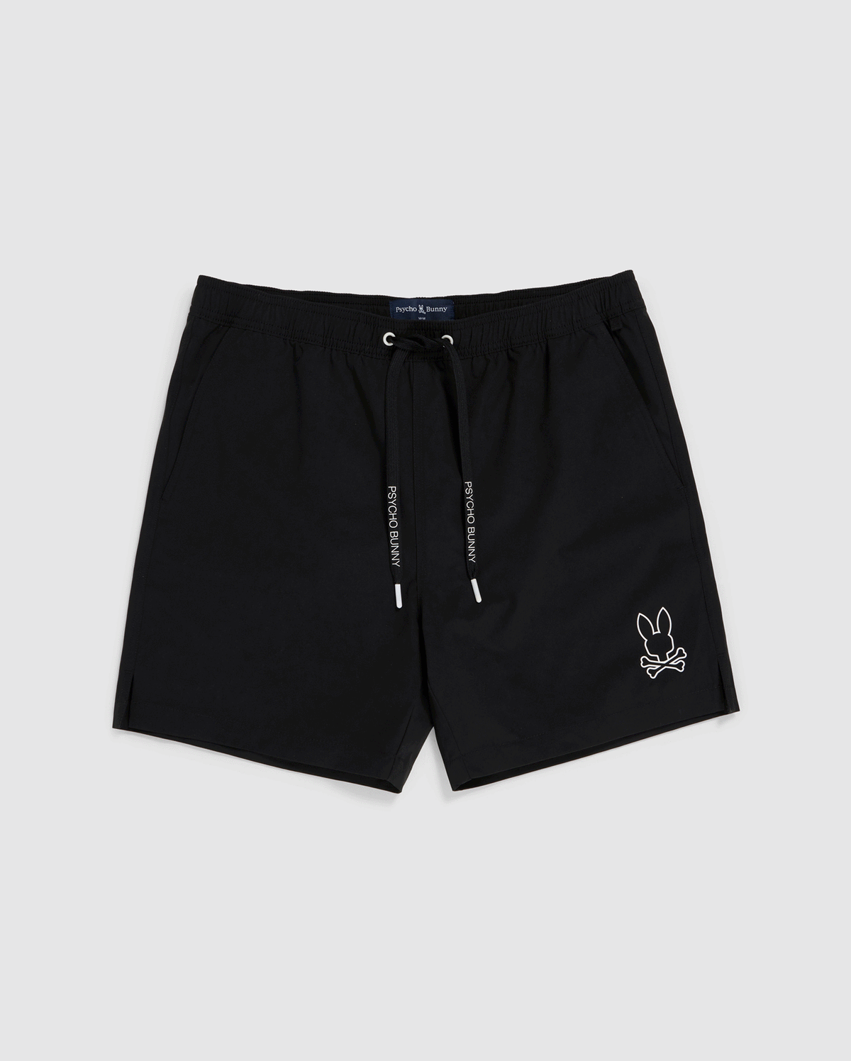 Hydrochromic pattern detail of men's parker hydrochromic swim trunk in black