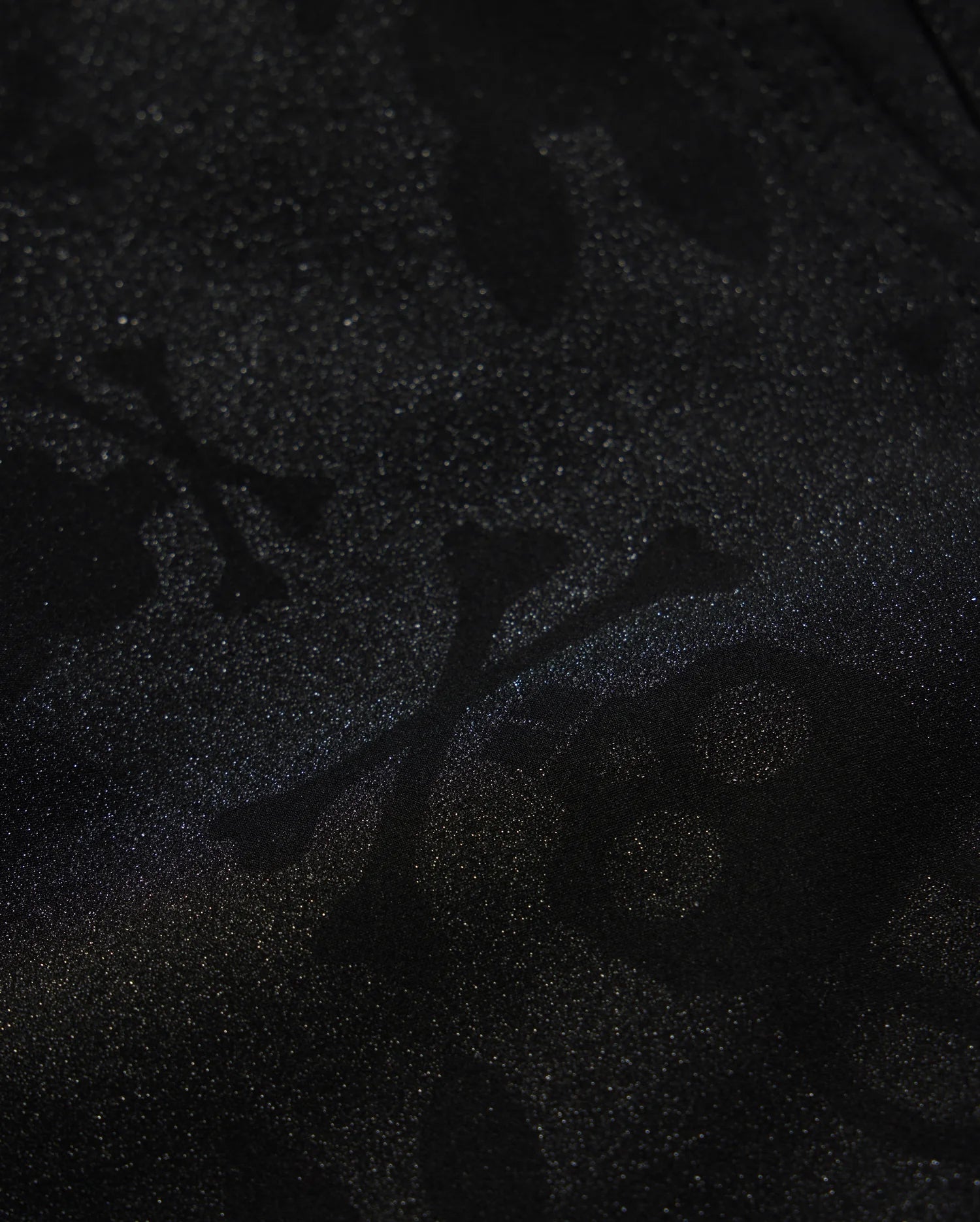 fabric detail of the parker hydrochromic swim trunk in black