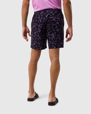 Back on-model focus of the rendon print swim trunk