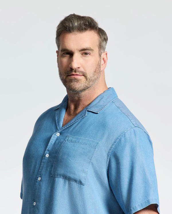 MENS BIG AND TALL KERVIN LIGHTWEIGHT DENIM WOVEN SHIRT - B9Q467F200