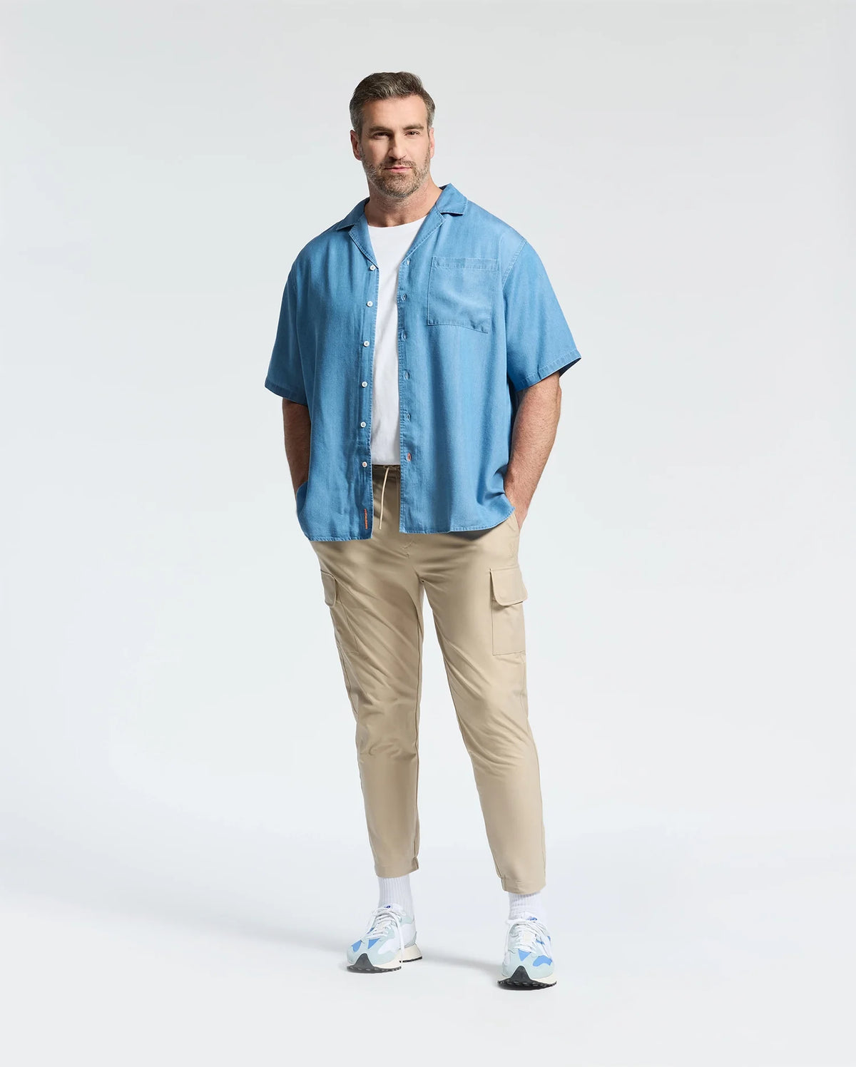 MENS BIG AND TALL KERVIN LIGHTWEIGHT DENIM WOVEN SHIRT - B9Q467F200