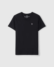 The Psycho Bunny Men's Big and Tall Classic Crew Neck Tee (B9U014CRPC) is a black tee made from 100% Pima cotton, featuring a classic embroidered white bunny logo on the left chest, displayed against a plain white background.