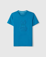 Discover the artistry of Peruvian craftsmanship with Psycho Bunny's blue BIG AND TALL MALTON GRAPHIC TEE, featuring an embossed rabbit skull and crossbones design. Crafted from soft Pima cotton, it subtly incorporates a logo on the inner neck label for understated elegance.