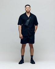 MENS BIG AND TALL JAYME KNIT SEERSUCKER CABANA COLLAR SHIRT - BT0300001