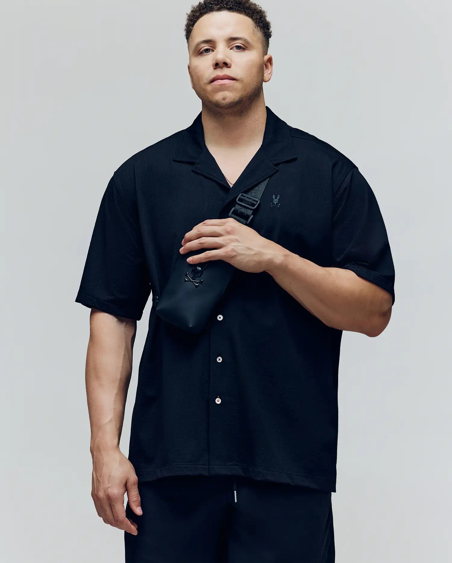 MENS BIG AND TALL JAYME KNIT SEERSUCKER CABANA COLLAR SHIRT - BT0300001