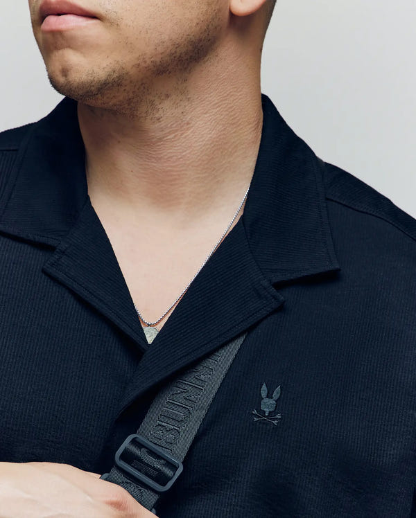 MENS BIG AND TALL JAYME KNIT SEERSUCKER CABANA COLLAR SHIRT - BT0300001