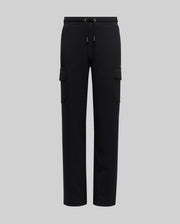 The KIDS NASH CARGO SWEATPANT - KB0800004 by Psycho Bunny offers classic comfort with an elastic waistband, drawstring, roomy cargo pockets, and two side flap pockets, shown against a light gray background.