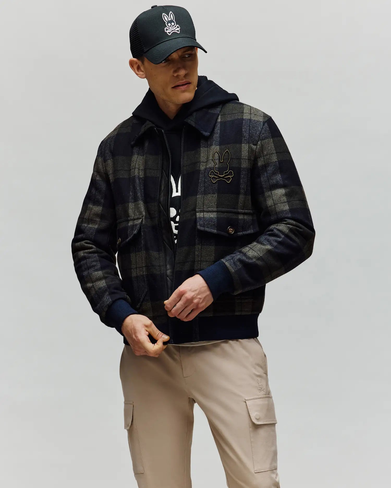 MENS GAVIN PLAID BOMBER JACKET - MO1100014
