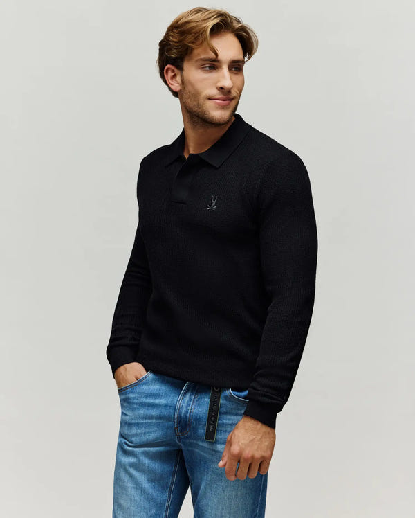 MENS ROMAN LONG SLEEVE KNIT POLO - MT0100153