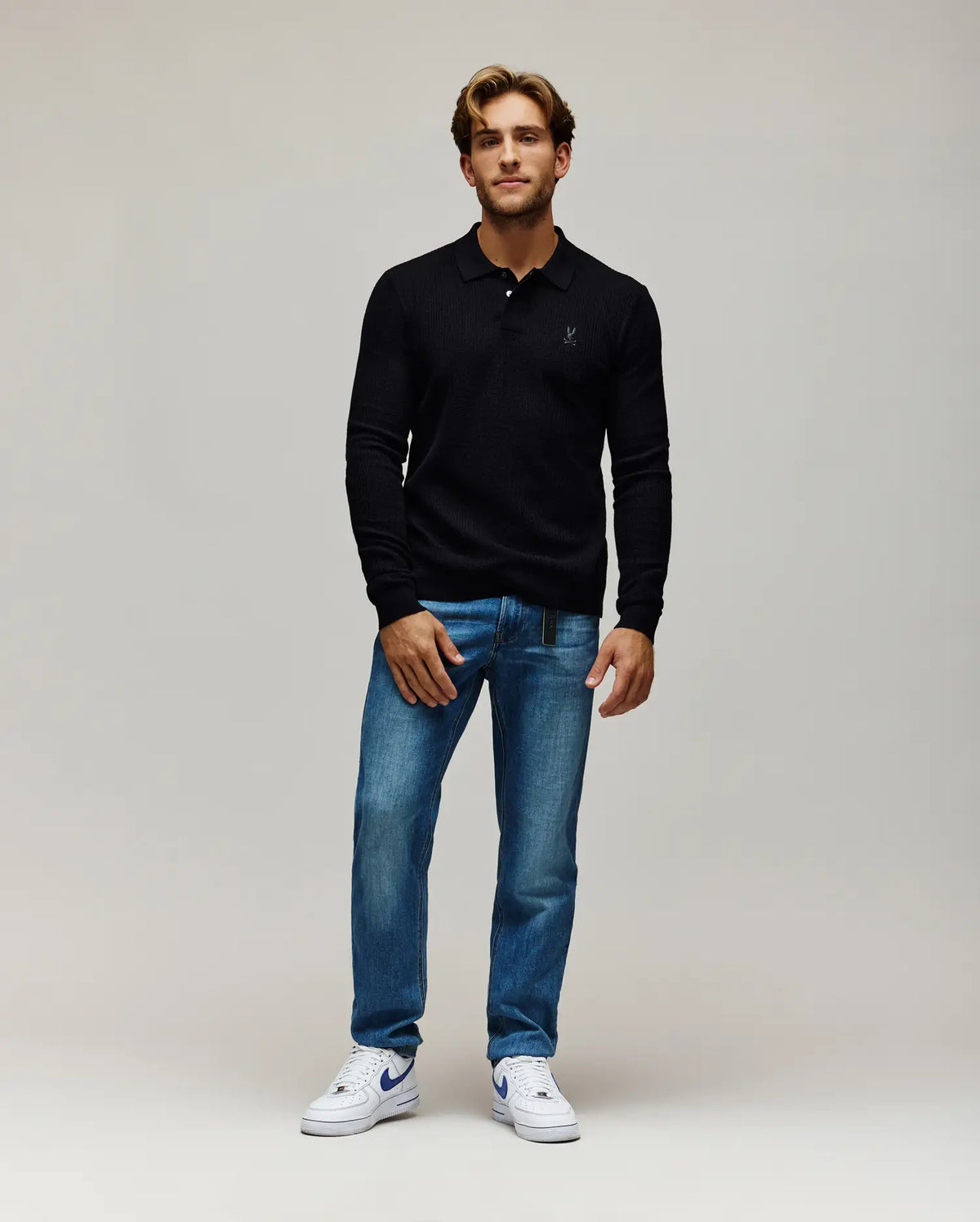 MENS ROMAN LONG SLEEVE KNIT POLO - MT0100153