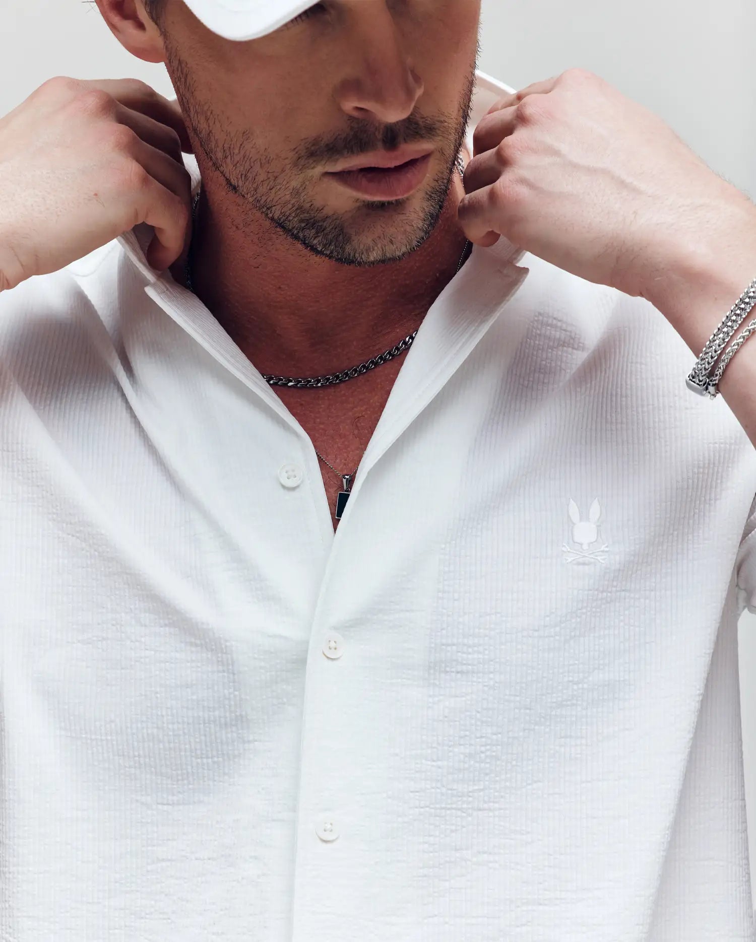 MENS JAYME KNIT SEERSUCKER CABANA COLLAR SHIRT - MT0300002