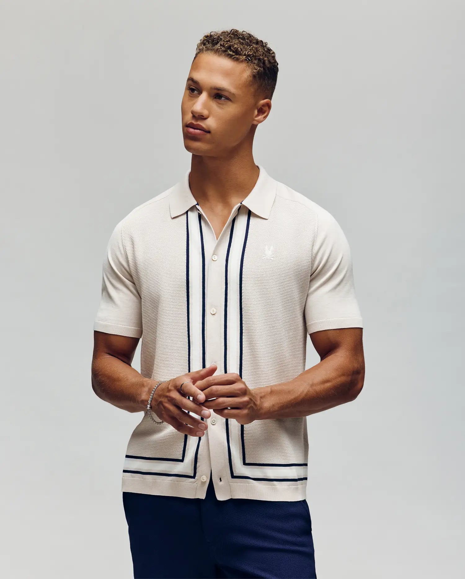 MENS DANNY BORDER STRIPE KNIT SHIRT - MT0400053