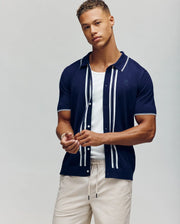 MENS PATRICE BORDER STRIPE KNIT SHIRT - MT0400054