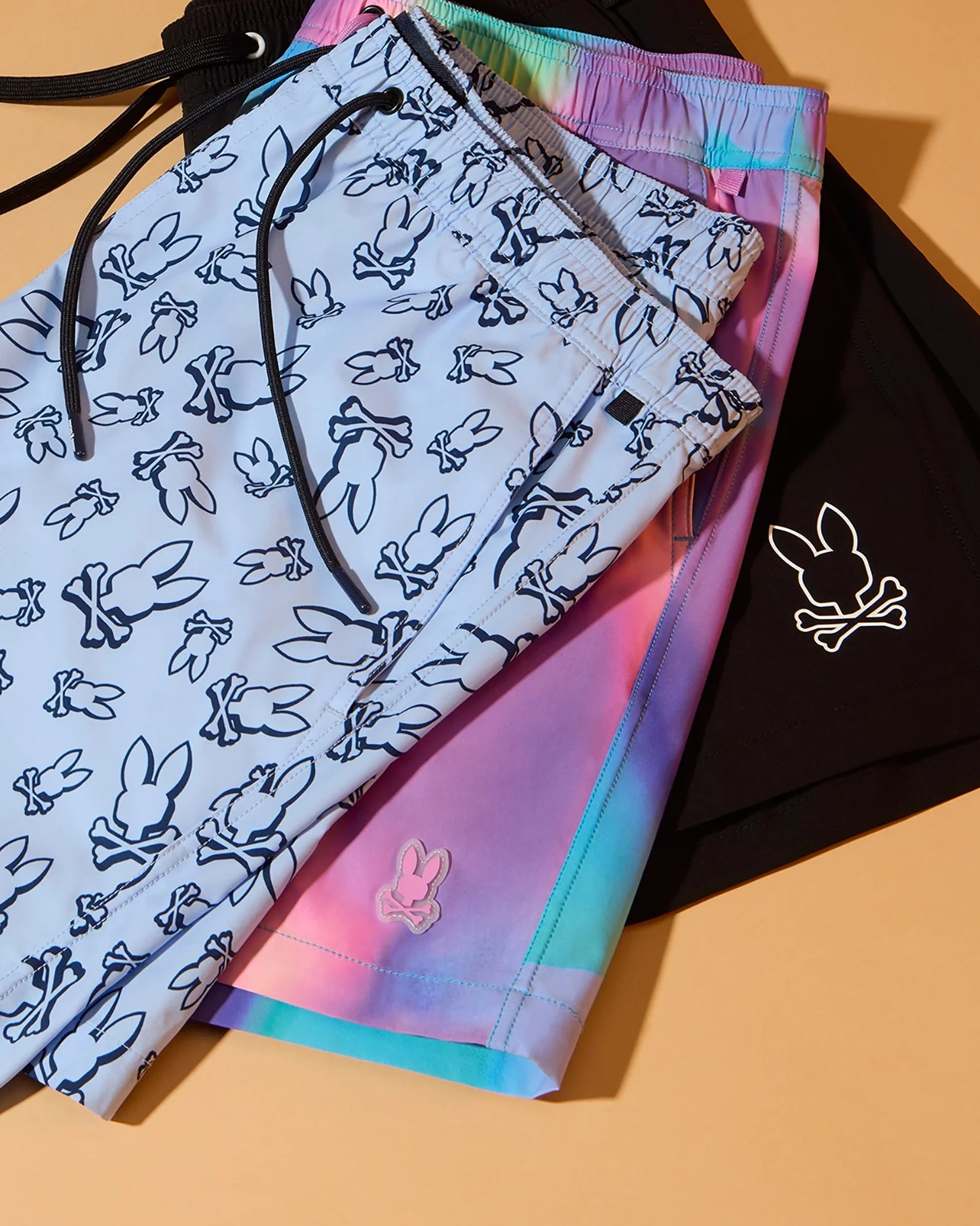 flat folded rendon print swim trunk